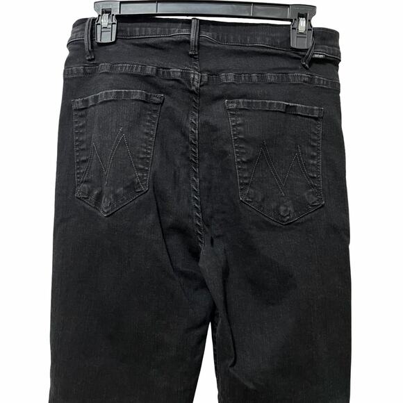 MOTHER Womens Hustler Ankle Fray Straight Leg Jeans Size 32 Black Frayed Hems - Picture 4 of 10